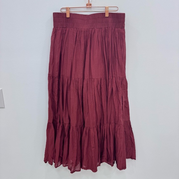 Natural Life Boho burnt orange red Maxi Skirt Size XL Tiered Flowy Beach Sz XL - Picture 3 of 6